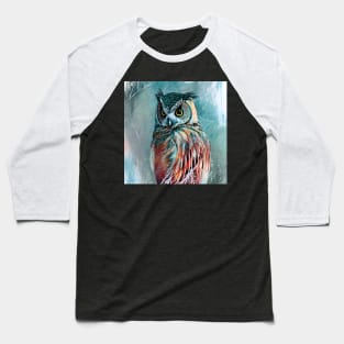 Great Horned Owl Digital Painting Baseball T-Shirt